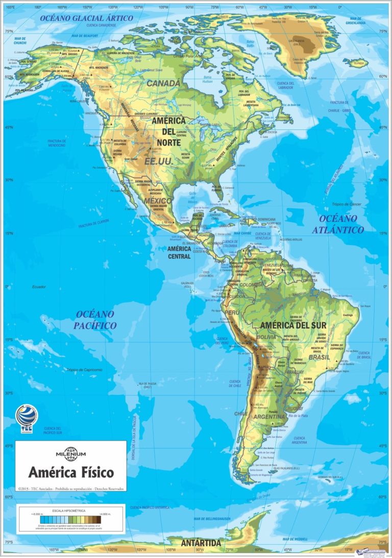Mapa Tres Américas Físico, flexible o rígido - TEC Asociados